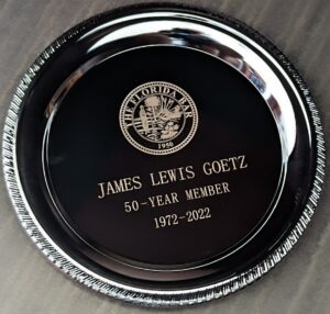 James L. Goetz recognition plaque